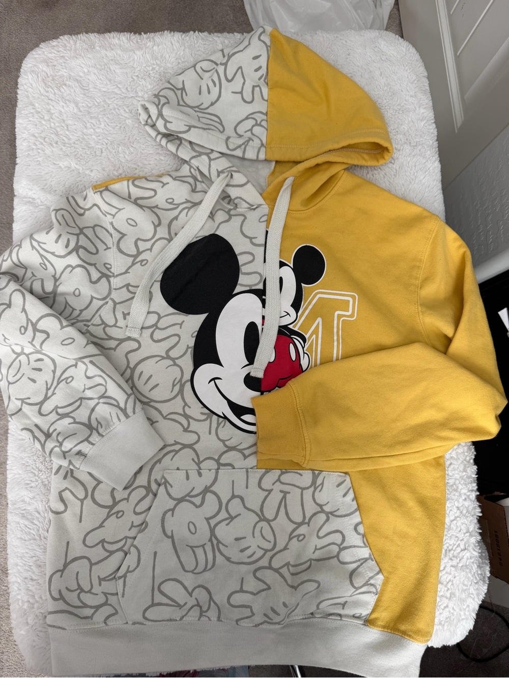 Disney Two-Tone Mickey Mouse Yellow & Cream Hooded Pullover